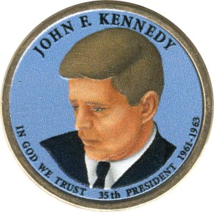 1 доллар 2015 США, 35 президент Джон Ф. Кеннеди (цветная)