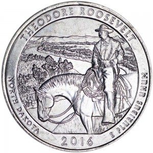 25 центов 2016 США Теодор Рузвельт (Theodore Roosevelt), 34-й парк, двор P
