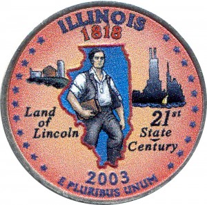 25 центов 2003 США Иллинойс (Illinois) (цветная)