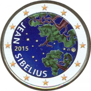 2 евро 2015 Финляндия, Ян Сибелиус (цветная)