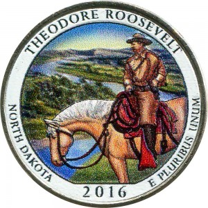 25 центов 2016 США Теодор Рузвельт (Theodore Roosevelt), 34-й парк (цветная)