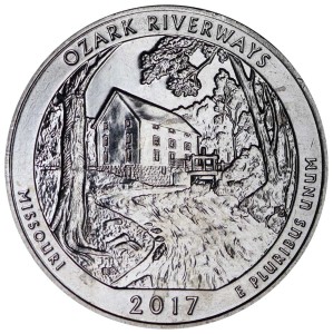 25 центов 2017 США Озарк (Ozark National Scenic Riverways), 38-й парк, двор S