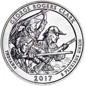 25 центов 2017 США Джордж Роджерс Кларк (George Rogers Clark), 40-й парк, двор S