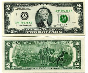 2 доллара 2009 США (A - Бостон), банкнота, из обращения