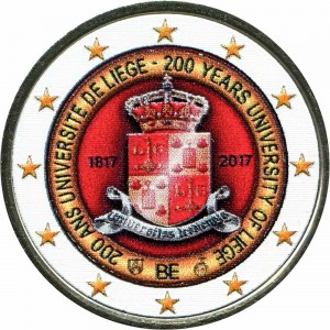 2 евро 2017 Бельгия, 200 лет университету Льежа (цветная)