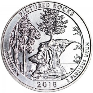 25 центов 2018 США Живописные скалы (Pictured Rocks), 41-й парк, двор D