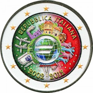 2 евро 2012 10 лет Евро, Италия (цветная)