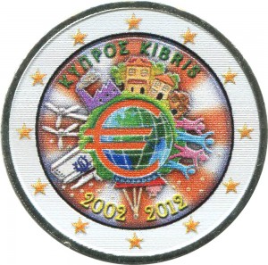 2 евро 2012 10 лет Евро, Кипр (цветная)