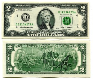 2 доллара 2009 США (D - Кливленд), банкнота, из обращения