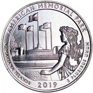 25 центов 2019 США Американский мемориальный парк (American Memorial Park), 47-й парк, двор P