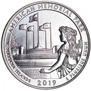 25 центов 2019 США Американский мемориальный парк (American Memorial Park), 47-й парк, двор D