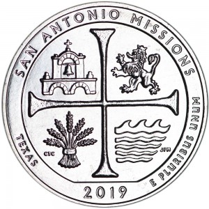 25 центов 2019 США Миссии Сан-Антонио (San Antonio Missions), 49-й парк, двор S