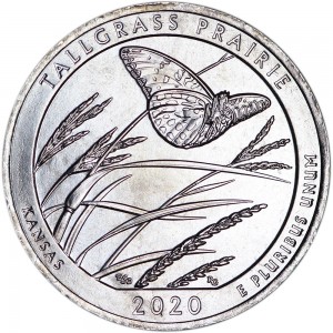 25 центов 2020 США Таллграсс Прейри (Tallgrass Prairie), 55-й парк, двор P
