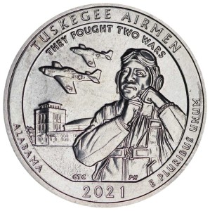 25 центов 2021 США Таскиги Эйрмен (Tuskegee Airmen), 56-й парк, двор S