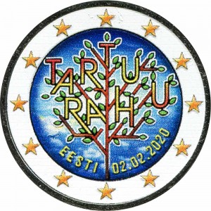 2 евро 2020 Эстония, Тартуский договор (цветная)
