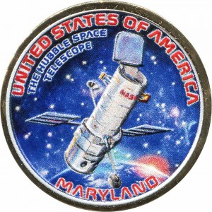 1 доллар 2020 США, Инновации США, Мэриленд, Космический телескоп Хаббл (цветная)
