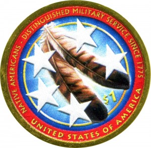 1 доллар 2021 США Сакагавея, Индейцы на военной службе с 1775 (цветная)