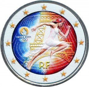 2 евро 2021 Франция, Летние Олимпийские игры 2024 года в Париже (цветная)