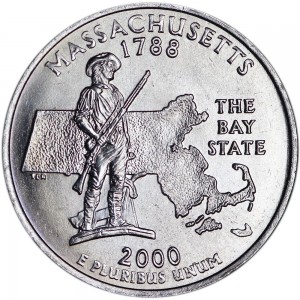25 центов 2000 США Массачусетс (Massachusetts) двор D