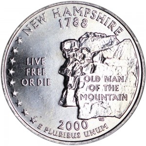 25 центов 2000 США  Нью-Хэмпшир (New Hampshire) двор D