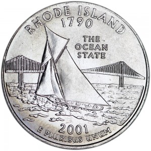 25 центов 2001 США Род-Айленд (Rhode Island) двор D