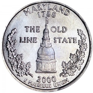 25 центов 2000 США Мэриленд (Maryland) двор P