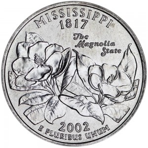 25 центов 2002 США Миссисипи (Mississippi) двор D