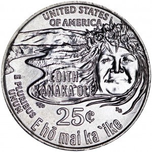 25 центов 2023 США, Американские женщины, номер 7, Эдит Канакаоле, певица, двор D