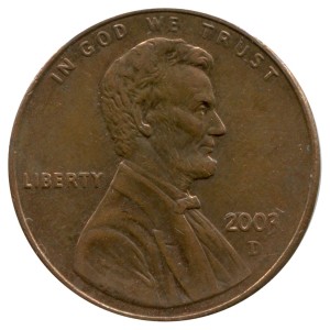 1 цент 2003 США Линкольн, двор D, из обращения