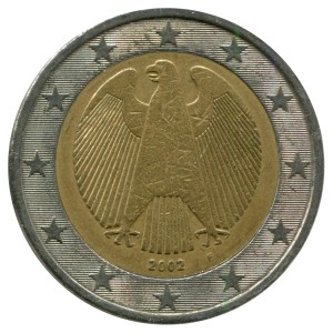 2 евро 2002-2006 Германия, регулярный чекан, из обращения