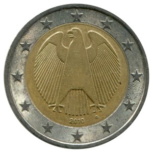2 евро 2008-2023 Германия, регулярный чекан, из обращения