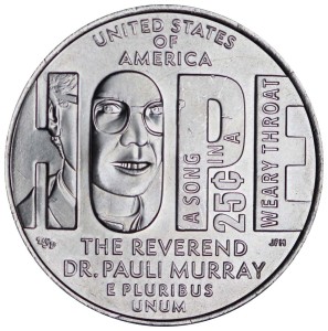 25 центов 2024 США, Американские женщины, номер 11, Паули Мюррей, двор D
