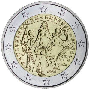 2 евро 2024 Германия 175 лет Конституции Паульскирхе, двор G