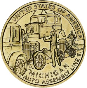 1 доллар 2025 США, Инновации, Мичиган, линия автосборки, двор P