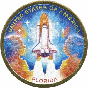 1 доллар 2025 США, Инновации, Флорида, NASA космический корабль челнок шаттл (цветная)