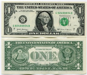 1 доллар 2017 США (G - Чикаго), банкнота, из обращения