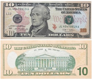 10 долларов 2009 США, банкнота из обращения