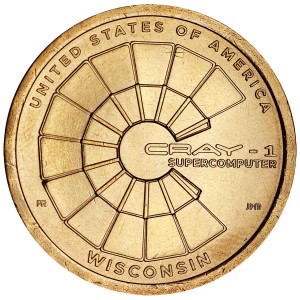 1 доллар 2026 США, Инновации, Висконсин, Супер компьютер Cray-1, двор P