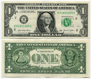 1 доллар 2021 США (B - Нью-Йорк), банкнота из обращения