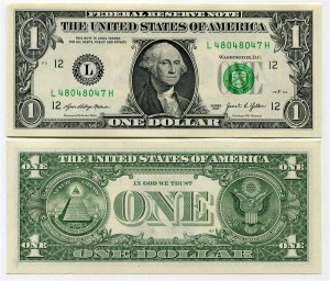 1 доллар 2021 США (L - Сан-Франциско), банкнота из обращения