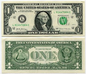 1 доллар 2017 США (L - Сан-Франциско), банкнота, из обращения