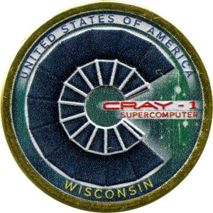 1 доллар 2026 США, Инновации, Висконсин, Супер компьютер Cray-1 (цветная)