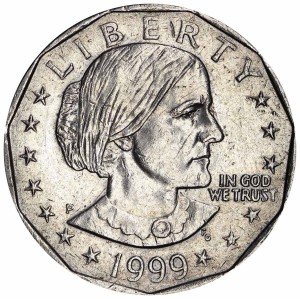 1 доллар 1999 США Сьюзан Энтони двор P, из обращения