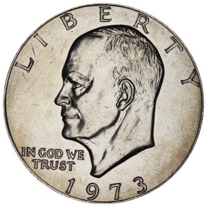 1 доллар 1973 США Эйзенхауэр, год реже, двор P, из обращения