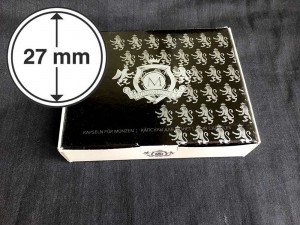 Коробка с капсулами 27 мм, 100 капсул, капсулы для монет