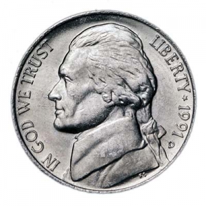 5 центов 1991 США, двор D