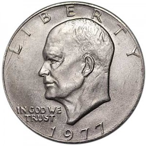 1 доллар 1977 США Эйзенхауэр, двор P, из обращения
