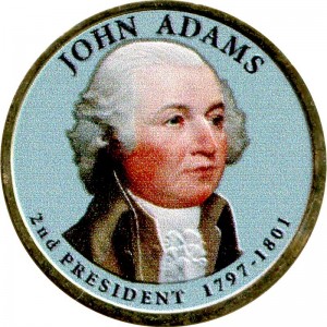 1 доллар 2007 США, 2 президент Джон Адамс цветной