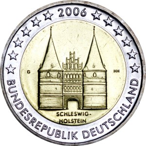2 евро 2006 Германия, Шлезвиг-Гольштейн, двор G