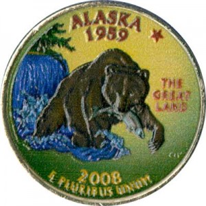 25 центов 2008 США Аляска (Alaska) (цветная)